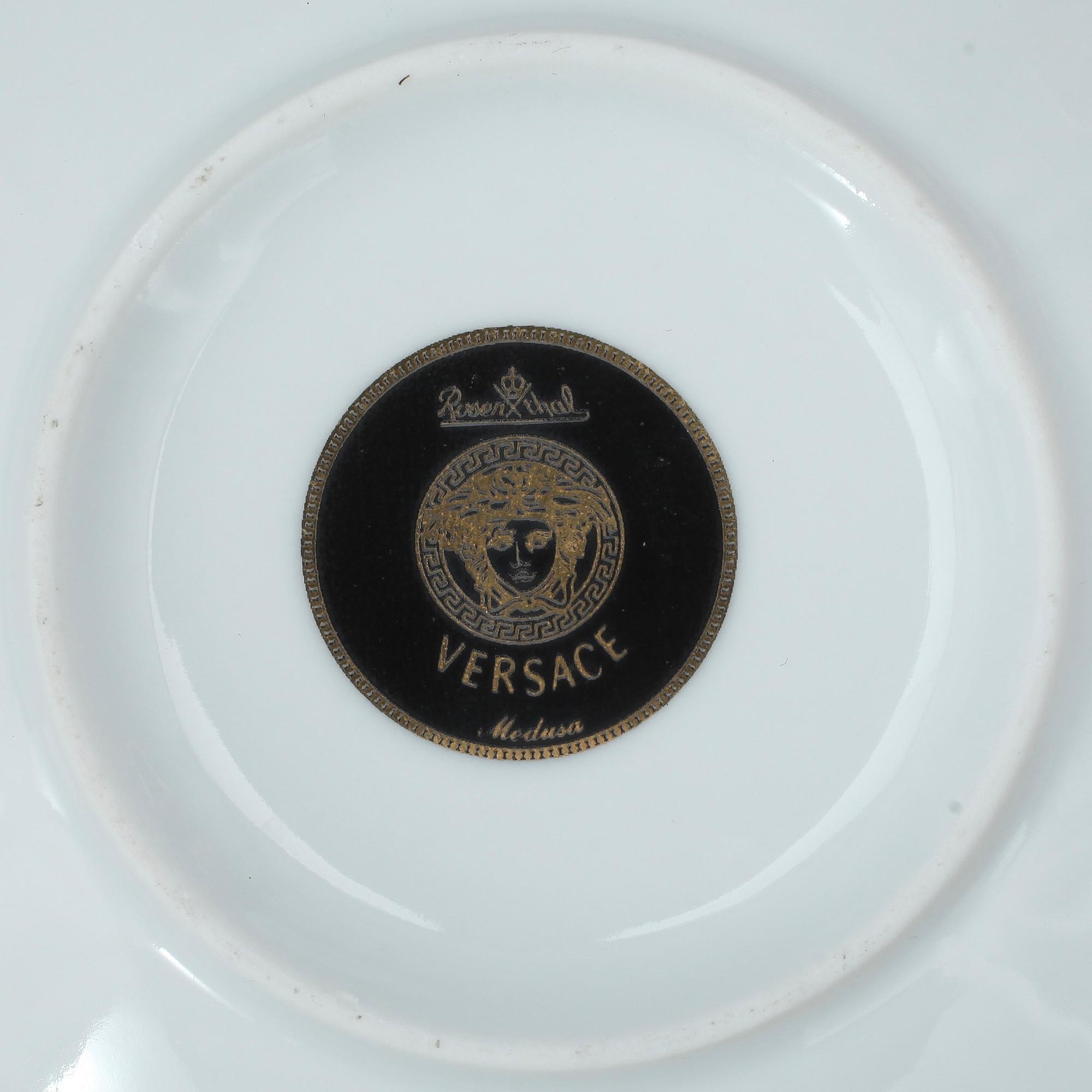 ESPRESSOKOPPAR med FAT, porslin, 6 st, "Medusa", Versace för Rosenthal.