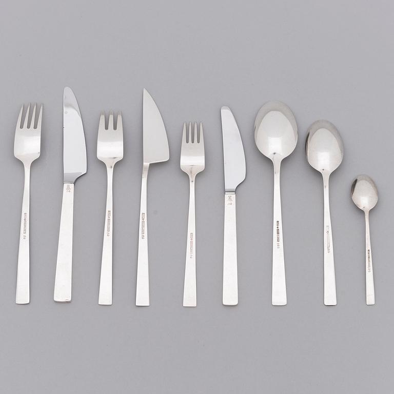 BERTEL GARDBERG, a 108-piece set of "Birgitta" silver cutlery, marked BG, Hopeatehdas oy, Helsinki 1956-61.