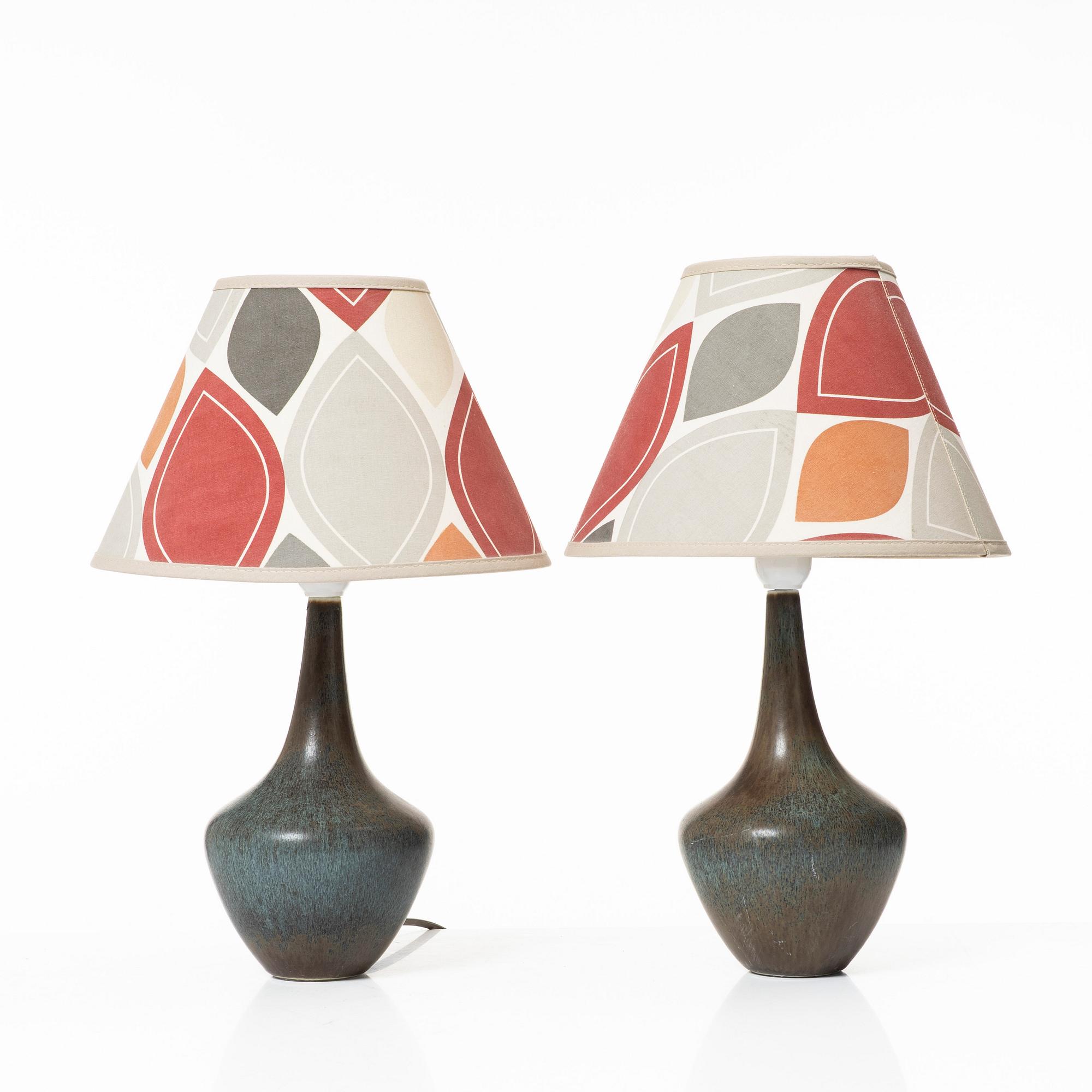 Gunnar Nylund, bordslampor, ett par, stengods, Rörstrand.