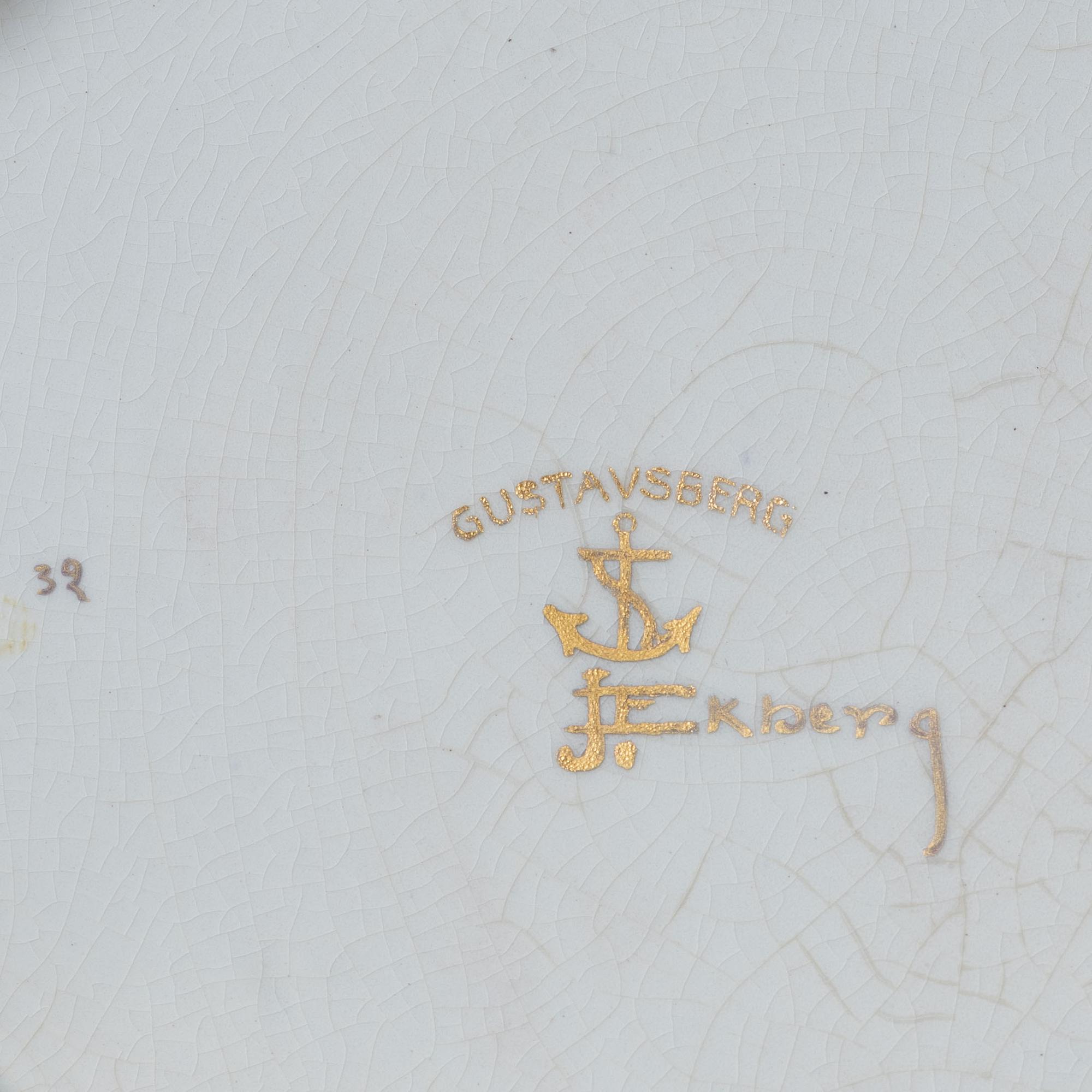 Josef Ekberg, skål, flintgods, Gustavsberg.