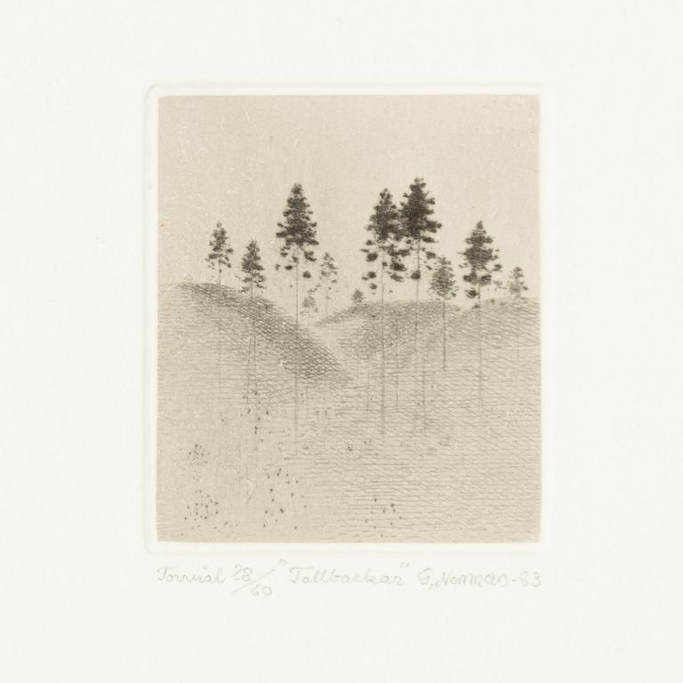 Gunnar Norrman, Drypoint etchings, 9, signed and numbered.