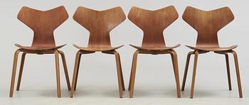 A set of four Arne Jacobsen 'Grand Prix', Fritz Hansen, Denmark 1950-60's.