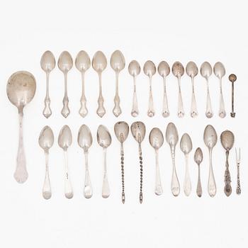 Cutlery, 27 pieces, silver, mostly Sweden.