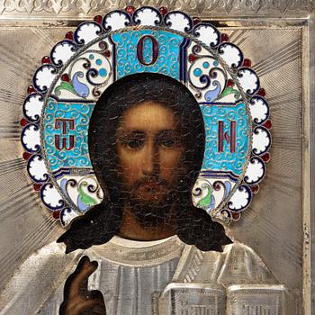 Icon, silver and enamel, Russia, 1896-1908.