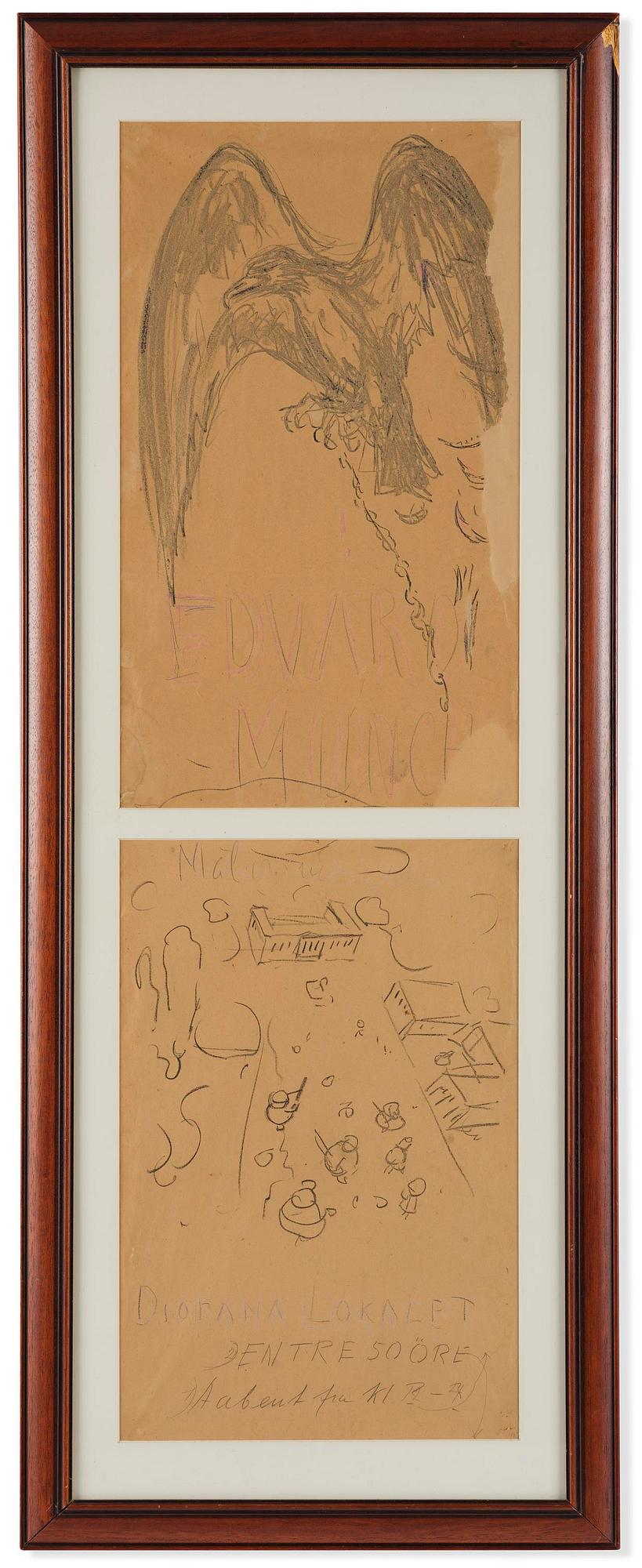 Edvard Munch, Study for "Exhibition poster. Tethered eagle", a pair.