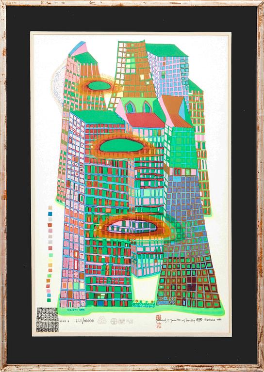 Friedensreich Hundertwasser, färgserigrafi, 1969, signerad i trycket 668/10000.