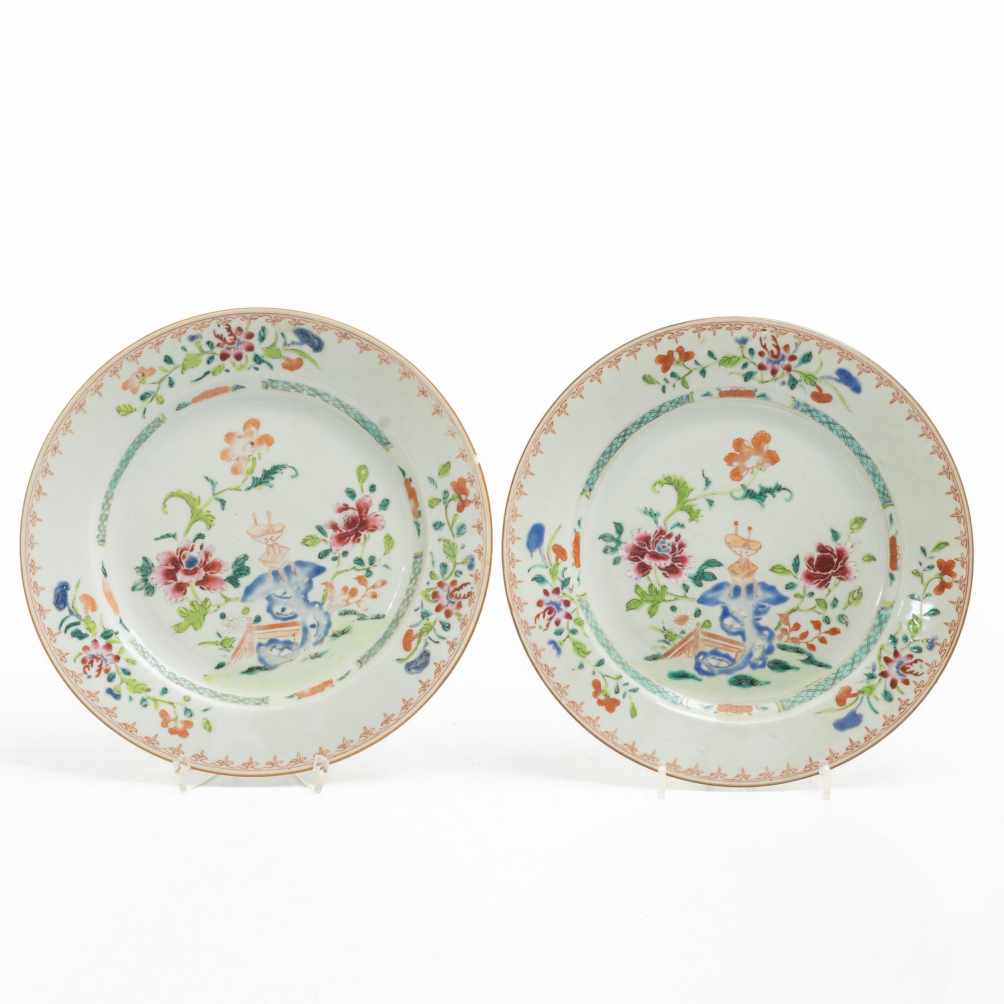 Six Famille Rose porcelain plates, China, Qianlong (1736-95).