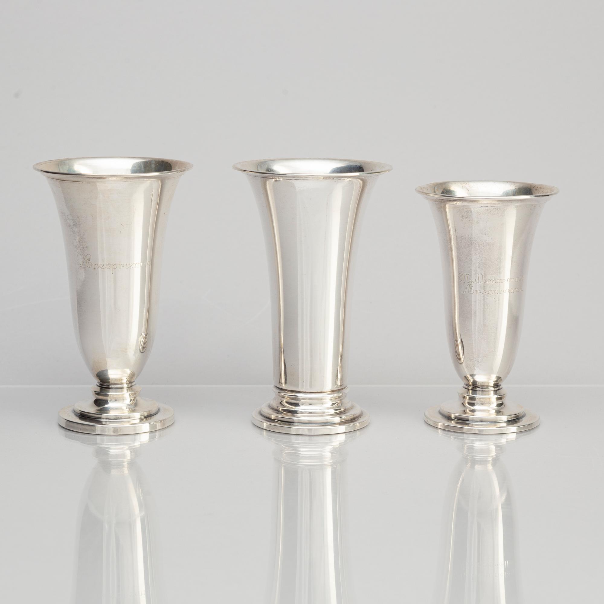 Ten Silver Beakers, 20th Century.
