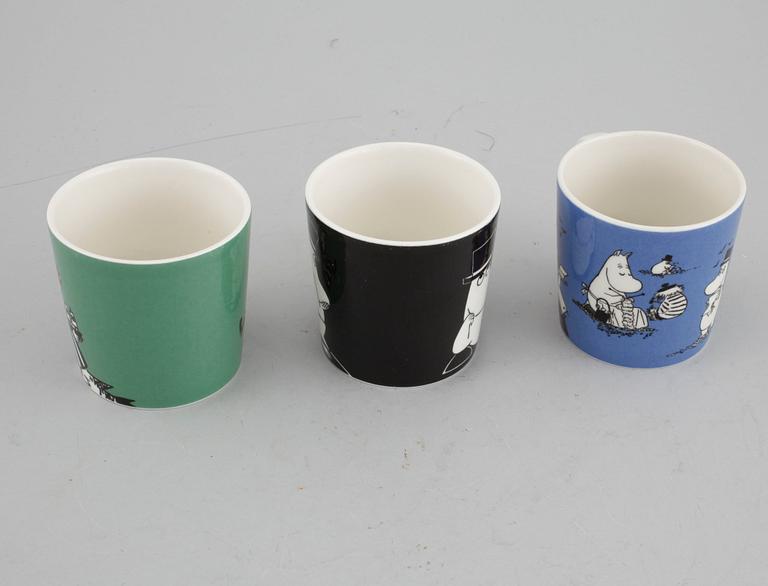 Three porcelain Moomin-characters mugs, Arabia, FInland, 1990s.