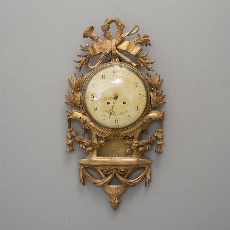 A Gustavian pendulum clock made by Johan Nyberg (1787-1801) in the later part of the 18th century.