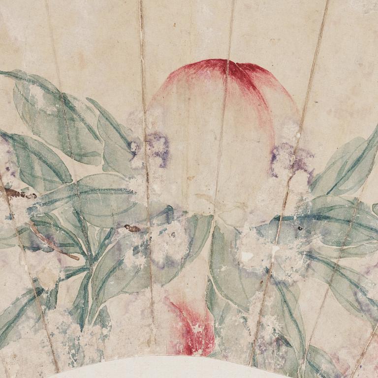 Two Fan paintings by unknown artis, late Qing dynasty.