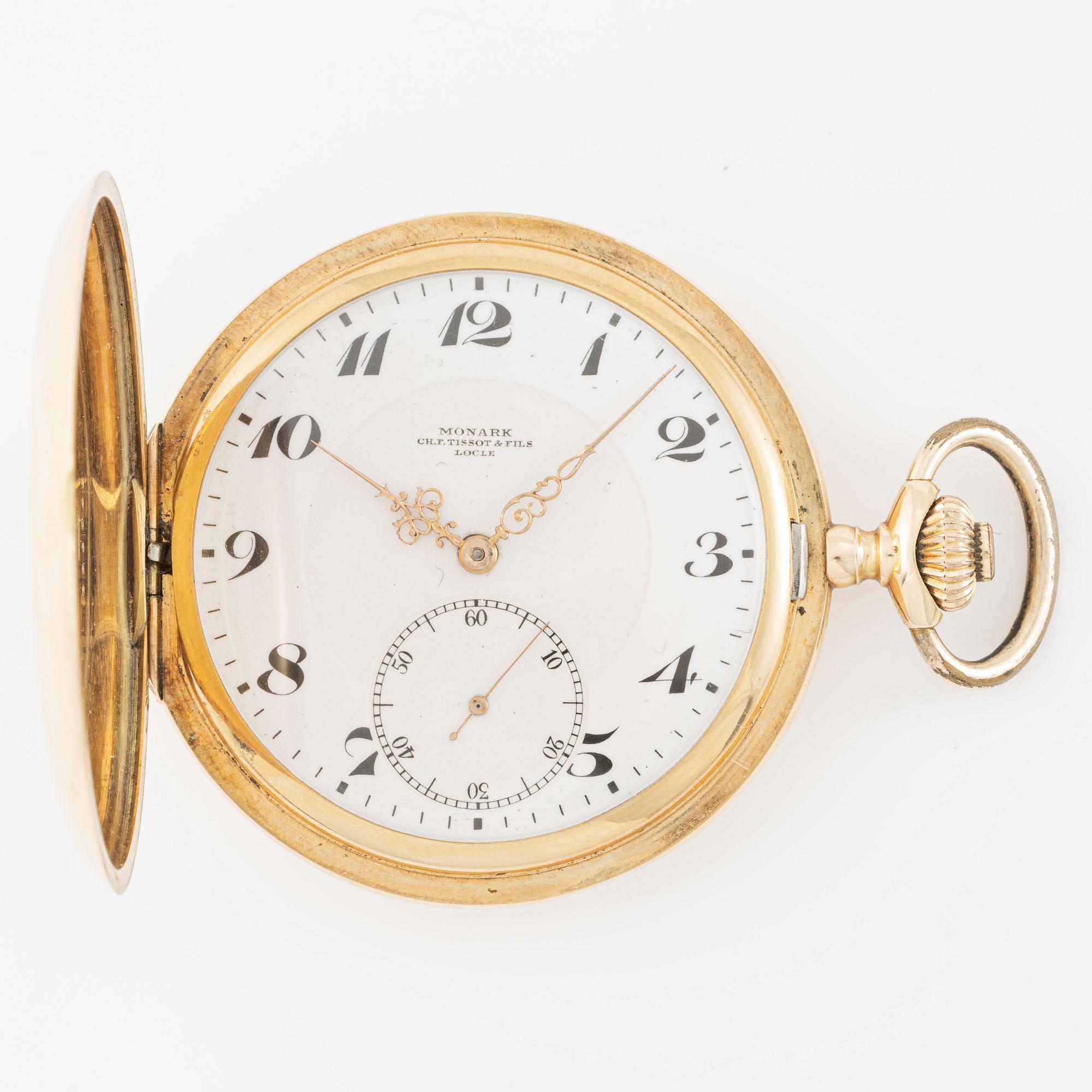 Monark, Ch. F. Tissot & Fils, pocket watch, 52 mm, hunter.