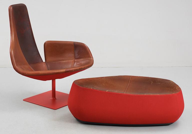 A Patricia Urquiola 'Fjord' easychair and ottoman by Moroso, Italy.