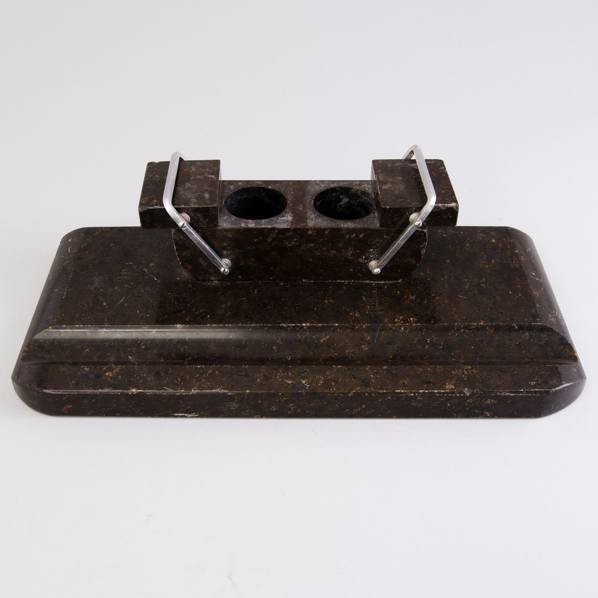 INKSTAND, possibly granite, first half of 20th century.