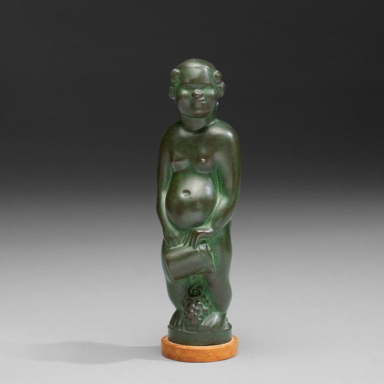 NILS FOUGSTEDT, skulptur, grönpatinerad brons, 1920-tal. Signerad.