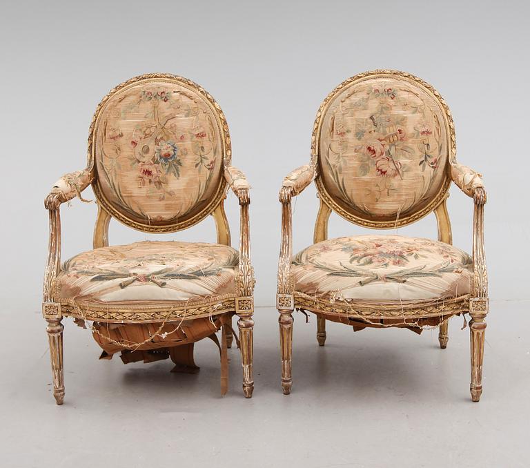KARMSTOLAR, 1 par, Louis Seize, 1800-talets andra hälft.