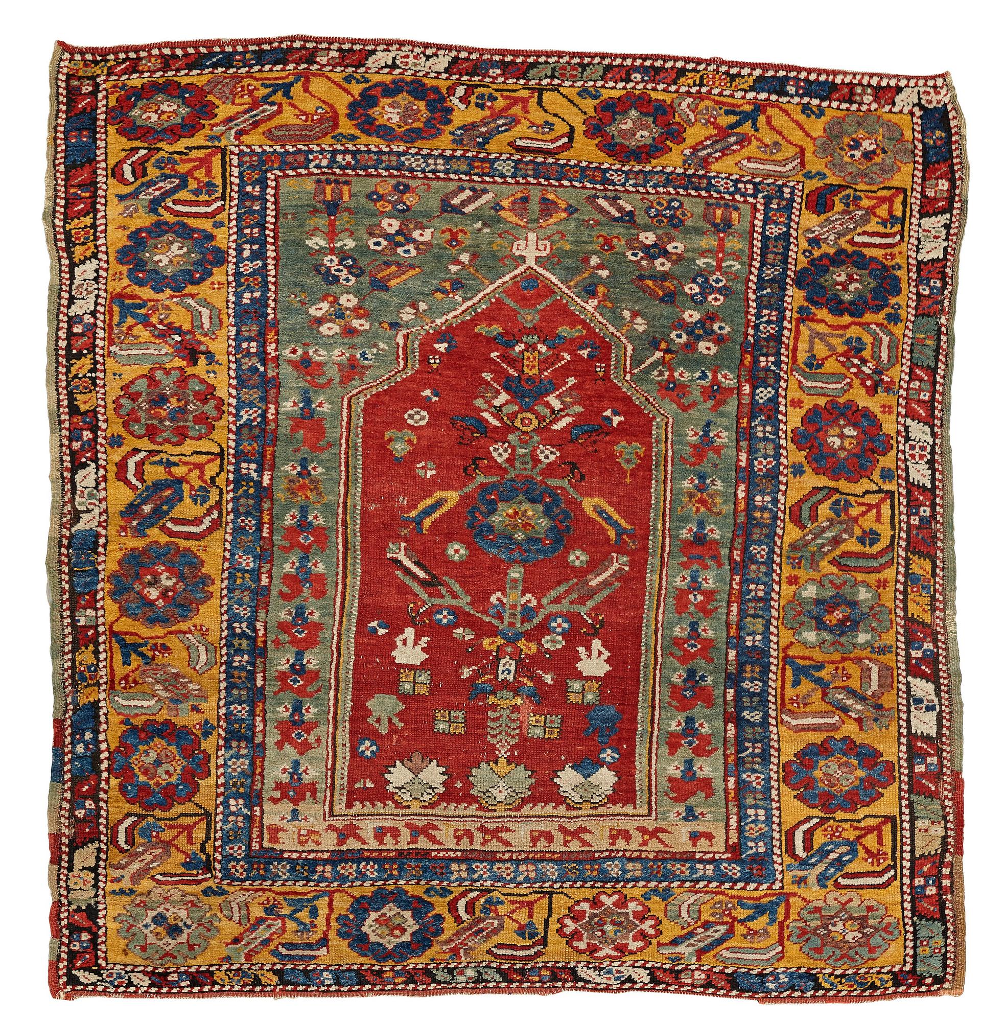 MATTA, antik Anatolisk bönematta, Konya området (Konya-Ladik), 1800-talets sista fjärdedel, ca 118,5 x 114,5 cm.
