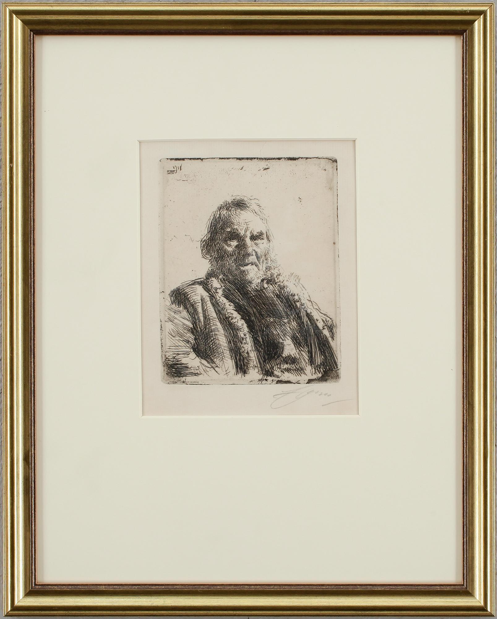 ANDERS ZORN, etsning, plåtsign o dat 1918, blyertssign.