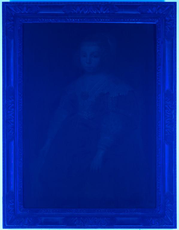 Michiel Jansz. van Mierevelt Circle of, Girl in velvet dress with lace, holding a feather.