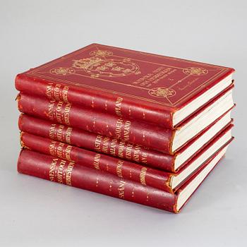 SVENSKA SLOTT OCH HERRESÄTEN VID 1900-TALETS BÖRJAN, 5 vol, Nordisk Familjeboks Tryckeri, Stockholm, 1909-1914.