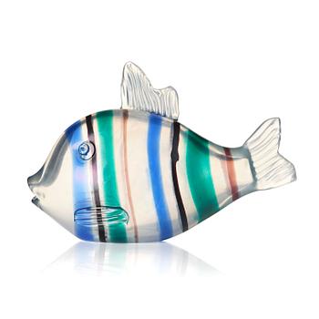 38. Tyra Lundgren, skulptur, "Pesce a Fasce di Colori", modell 2603, glas, Venini, Murano, Italien, sannolikt utförd under tidigt 1950-tal.