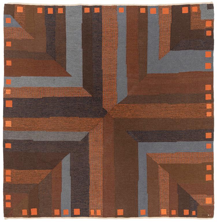 Margareta Grandin-Nettles, a carpet, flat weave, c. 278 x 275 cm, signed GLH MG.