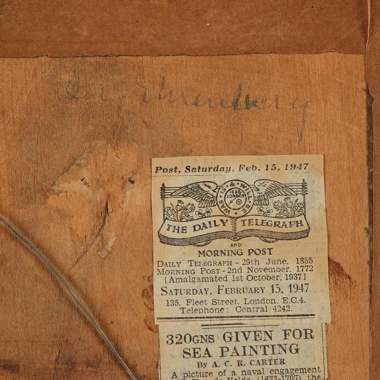 Willem van de Velde, attributed to, Coastal scene with fishermen and warships.