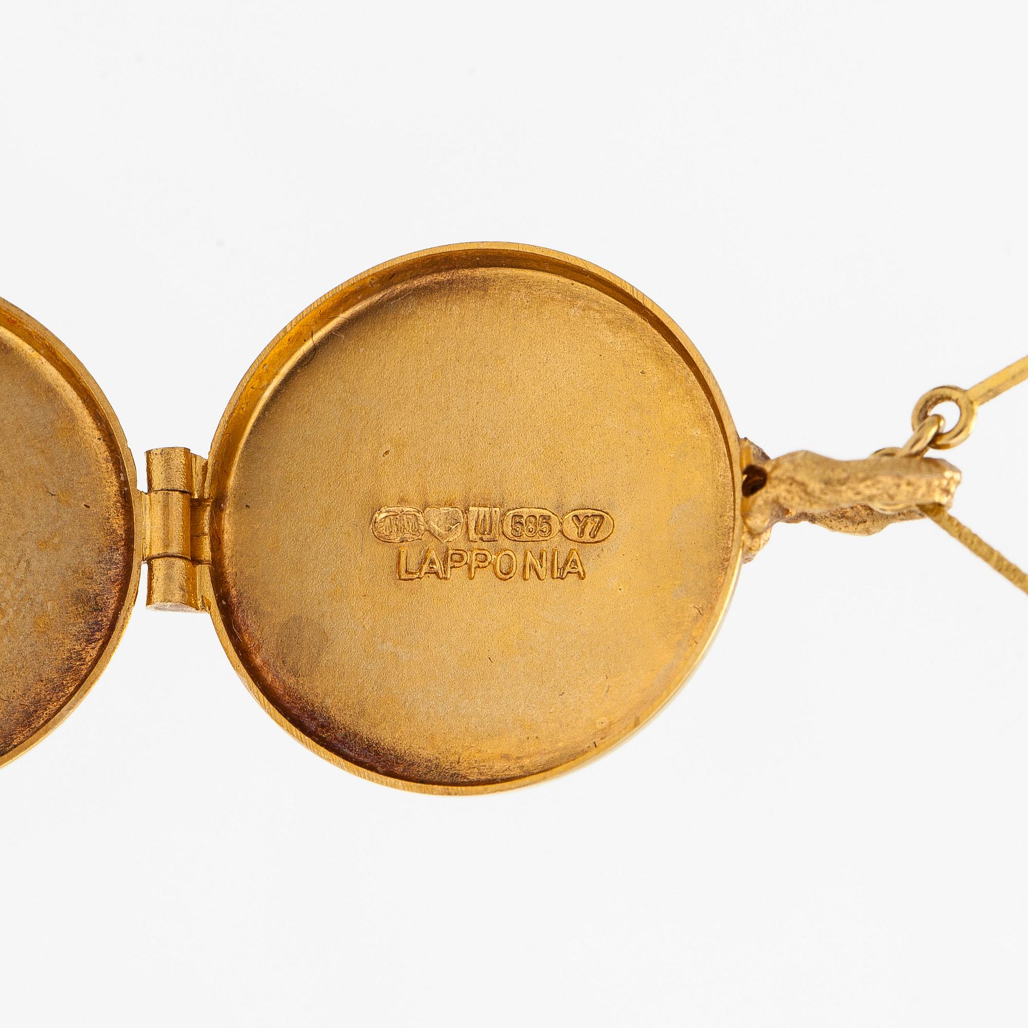 Björn Weckström, halsband/medaljong, "Semes", 14K guld, Lapponia 1976.