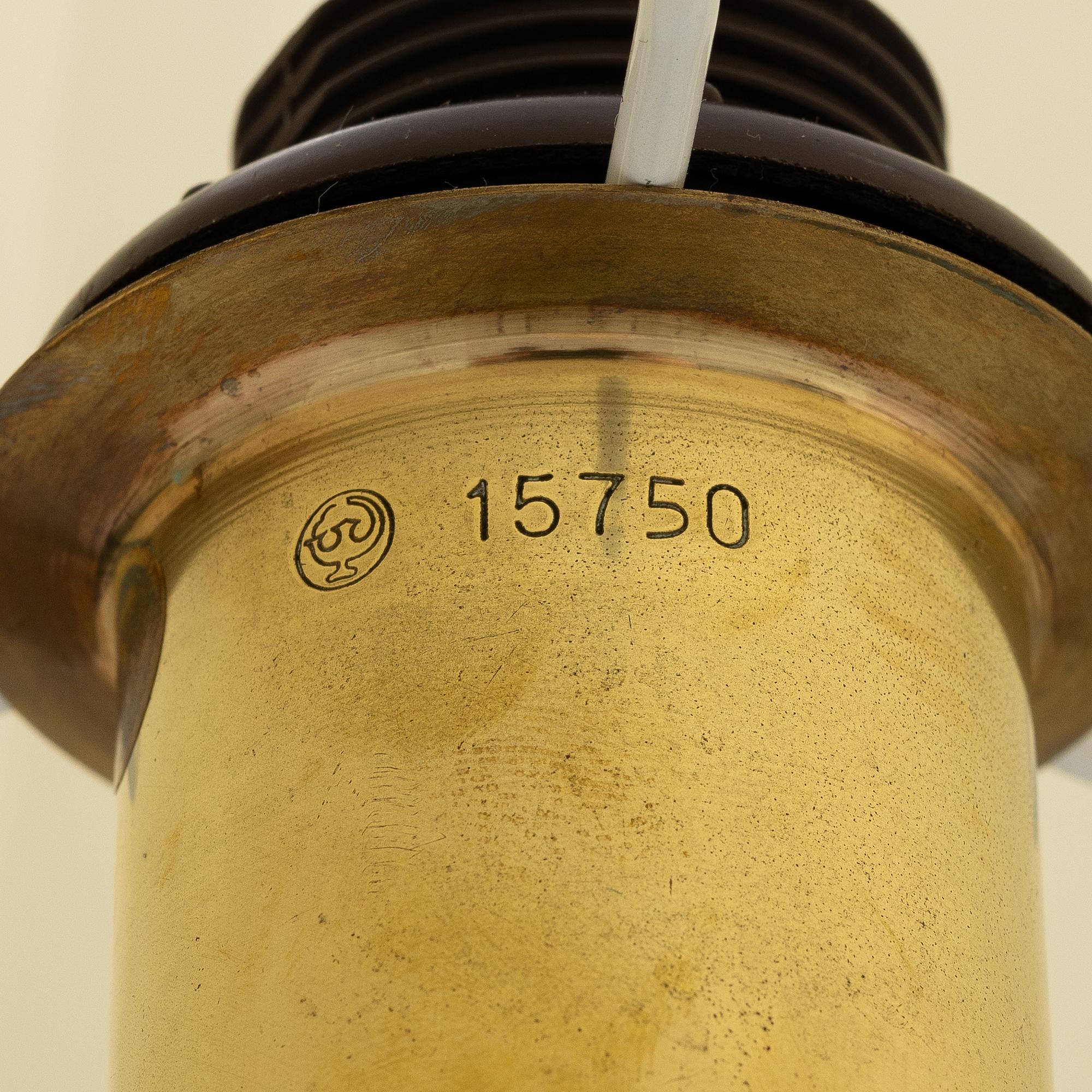 Harald Notini, or Uno Westerberg, a brass floor lamp, model 15750, Arvid Böhlmarks Lamp Factory, Stockholm, 1950s.
