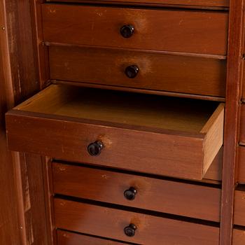 A mahogny veneered art noveau archive cabinet, early 20th Century.