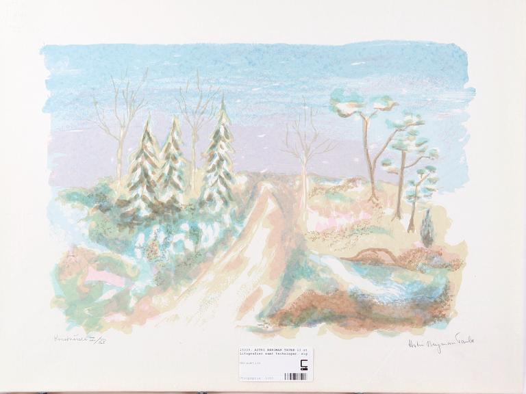 BERGMAN TAUBE, ASTRI. Litografier samt teckningar, 13 st. Sign.