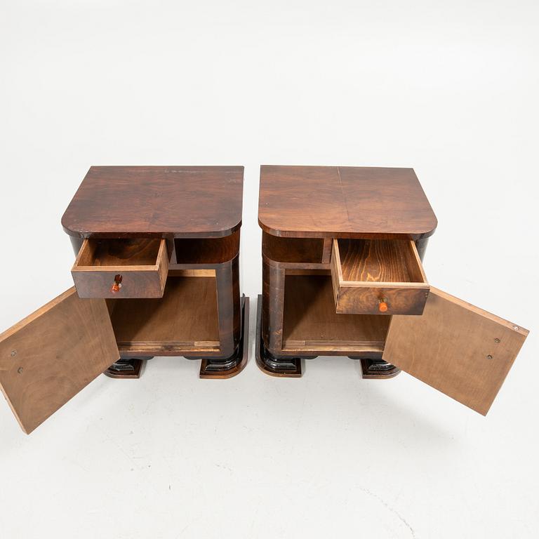 Bedside tables, a pair, first half of the 20th century.