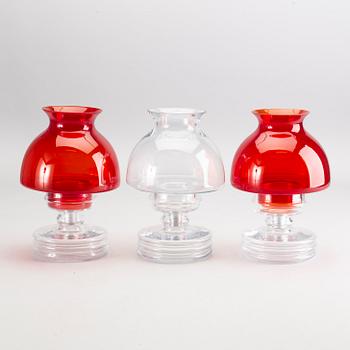 NANNY STILL, lyktor, 3 st, "Apollo 1960", glas, Riihimäen Lasi, 1970-tal.