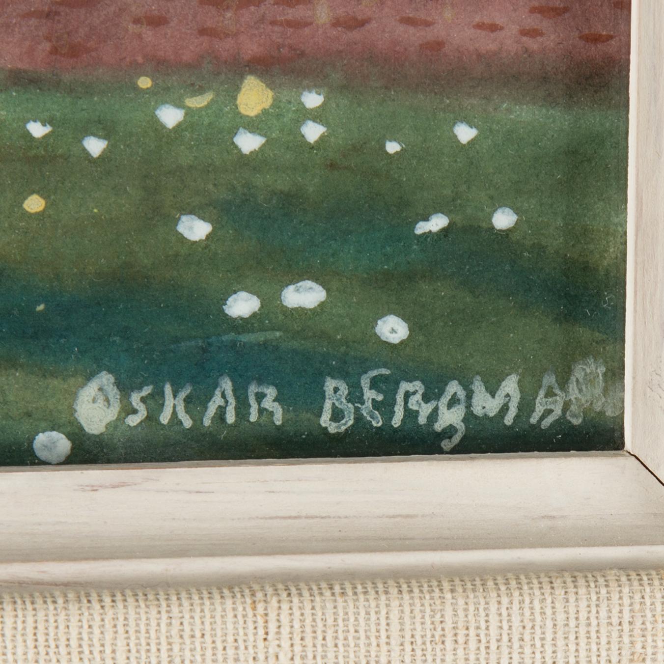 OSKAR BERGMAN, akvarell, signerad.