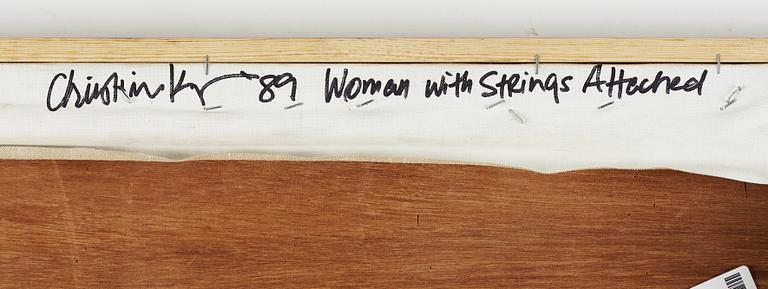 Christine Keefe, akryl på duk, signerad och daterad -89 a tergo.