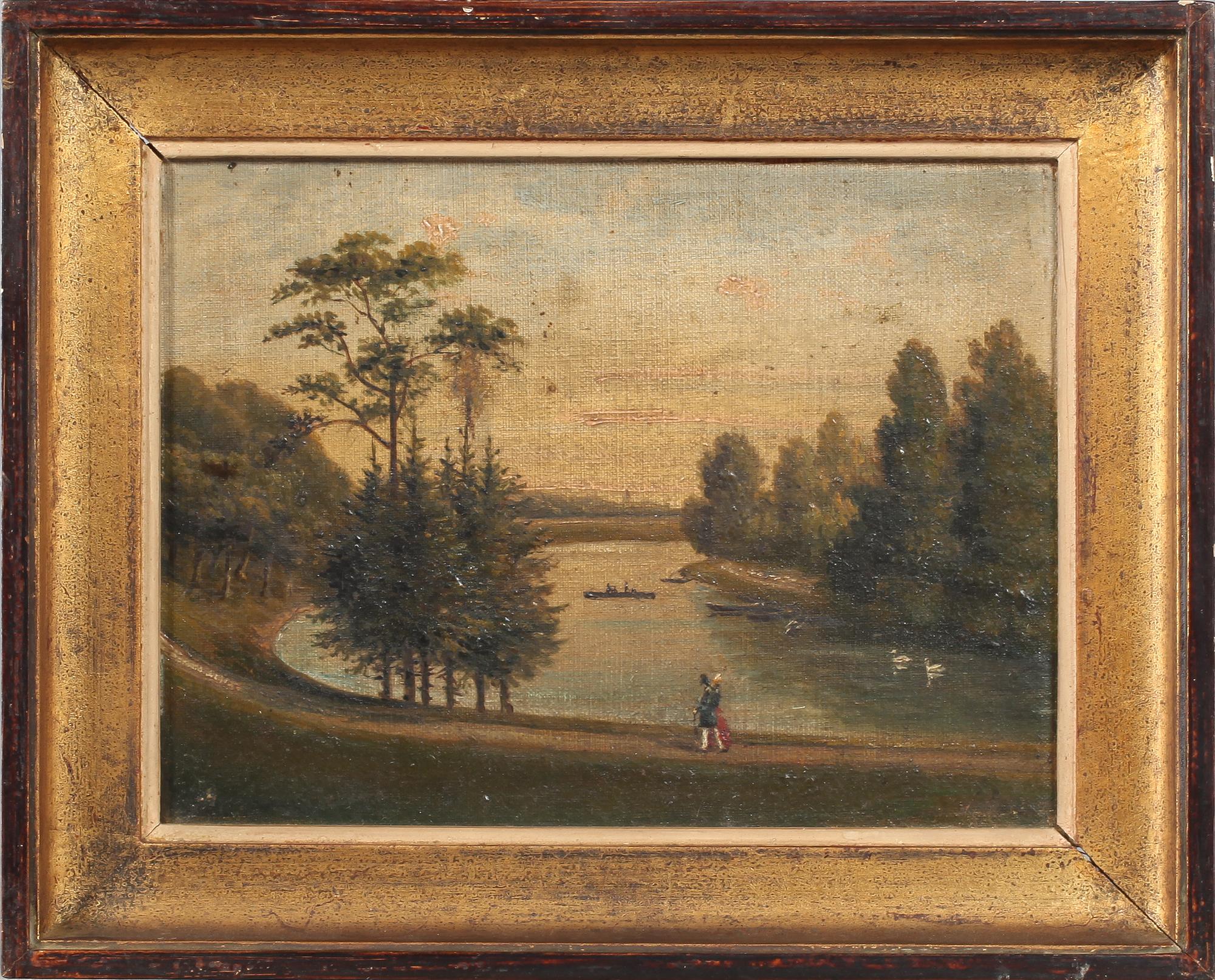 OKÄND KONSTNÄR, ett par, olja på duk uppfordrade på pannå, 1800-tal.