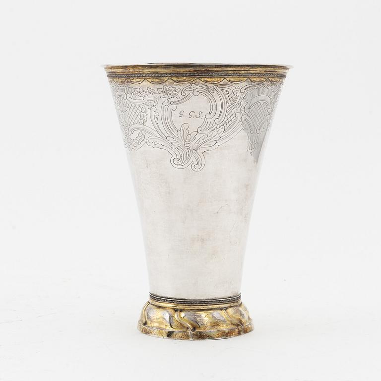 A Rococo silver and parcel-gilt beaker, mark of Julius Anders Lundegren, Stockholm 1777.