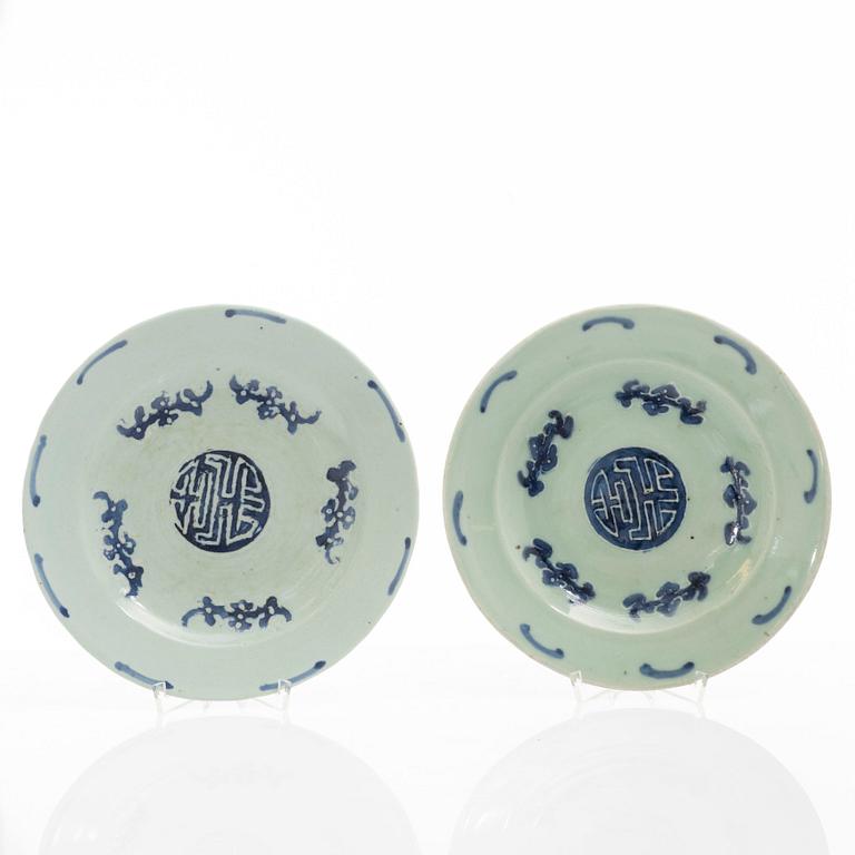 Tallrikar, 10 st, porslin, Kina, 1800-tal.