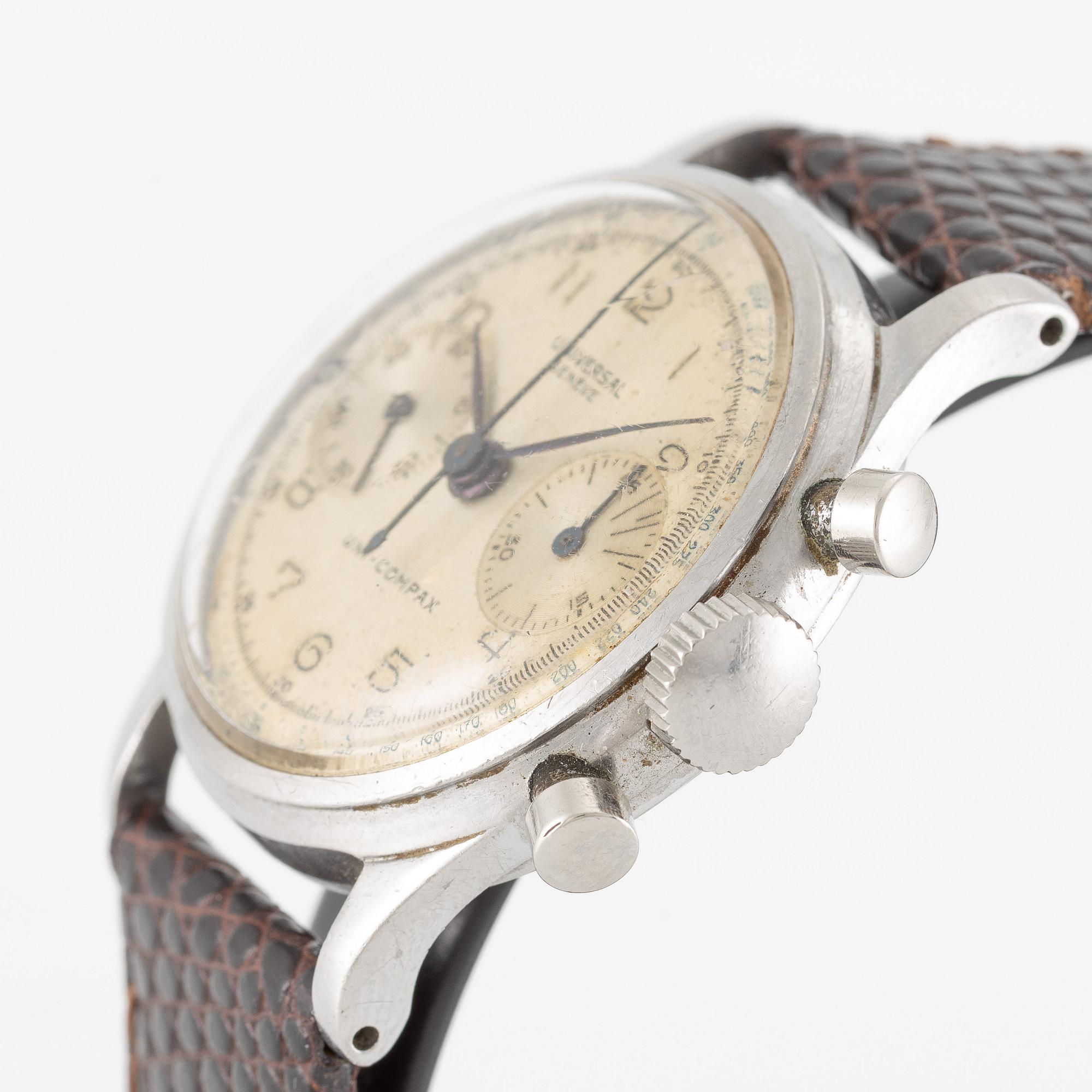 Universal Genève, Uni-Compax, kronograf, armbandsur, 33 mm.