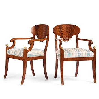 55. A pair of Swedish Empire armchairs, Stockholm, 1820s.