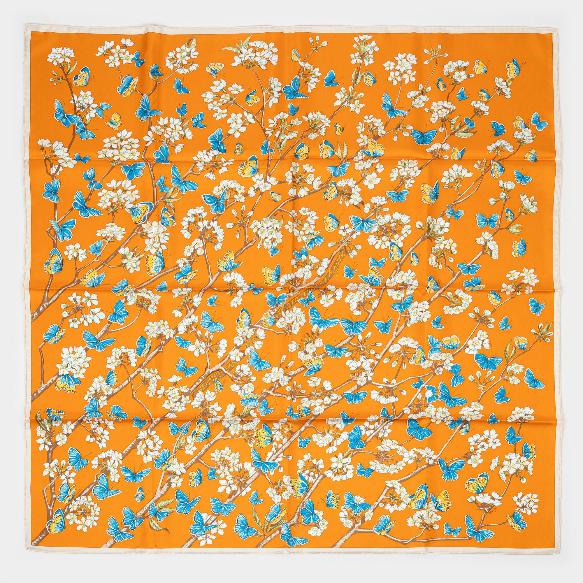 Hermès, scarf, "Vol Amoureux des Azurés".