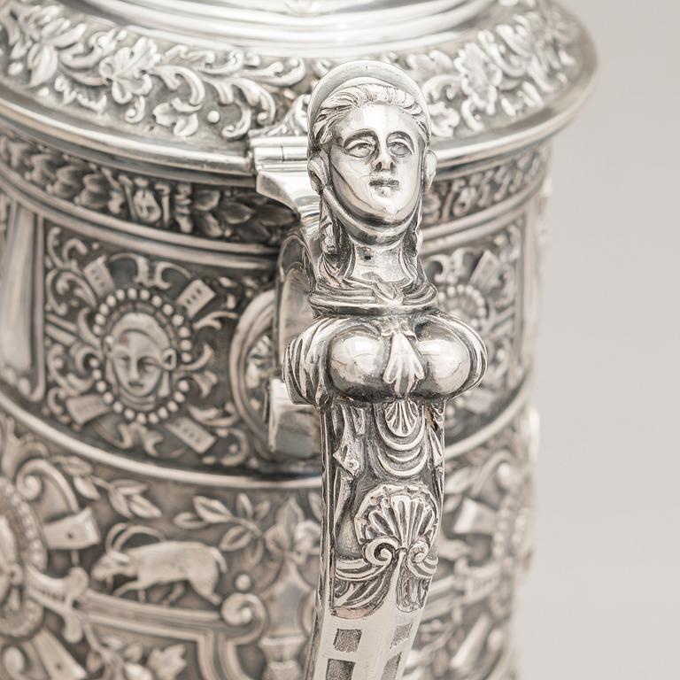 A Victorian silver flagon, maker's marks of  John Aldwinckle & Thomas Slater, London 1889.