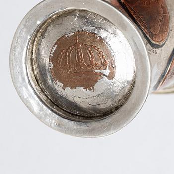 A Swedish 18th century parcel-gilt silver beaker, unmarked.