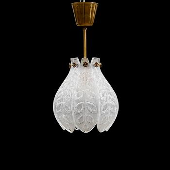 TAKLAMPA, Carl Fagerlund, Orrefors, 1900-talets andra hälft. Höjd ca 45 cm.