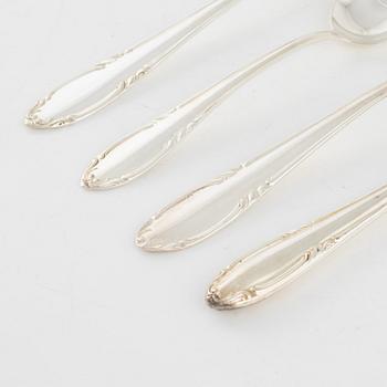A Swedish Silver Cutlery, model 'Slottsbarock', most with mark of CG Hallberg, Stockholm, some 1955 (42 pieces).