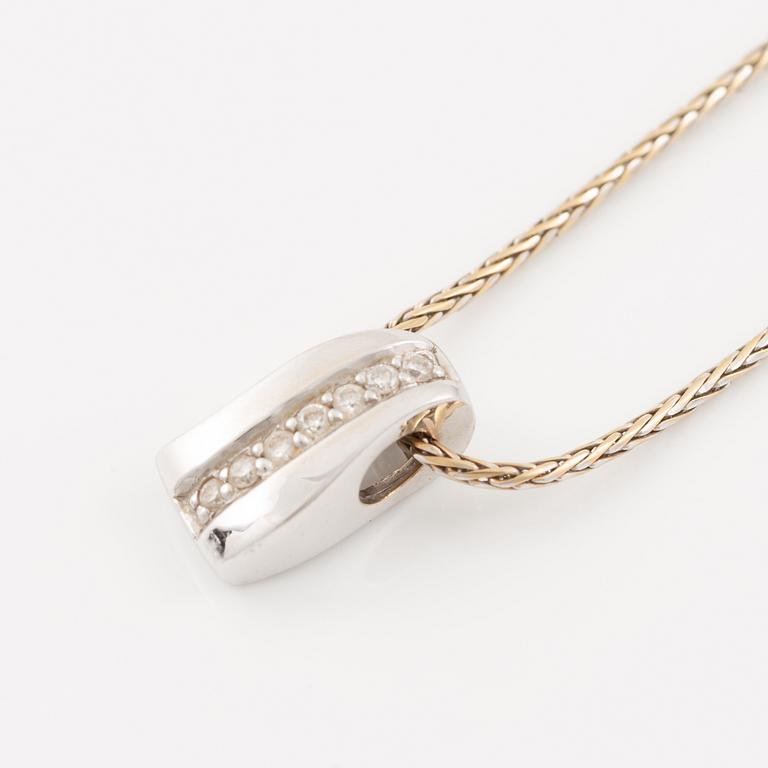 Pendant with chain, 18K white gold set with brilliant-cut diamonds.