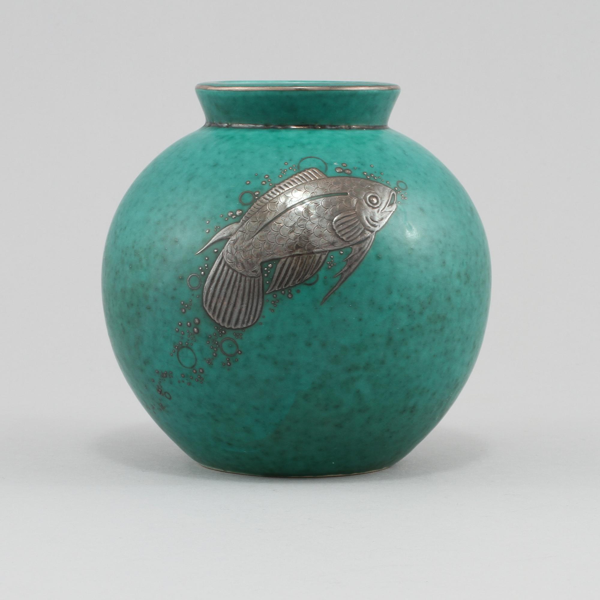 KLOTVAS, stengods, "Argenta", Wilhelm Kåge, Gustavsberg, omkring 1900-talets mitt.
