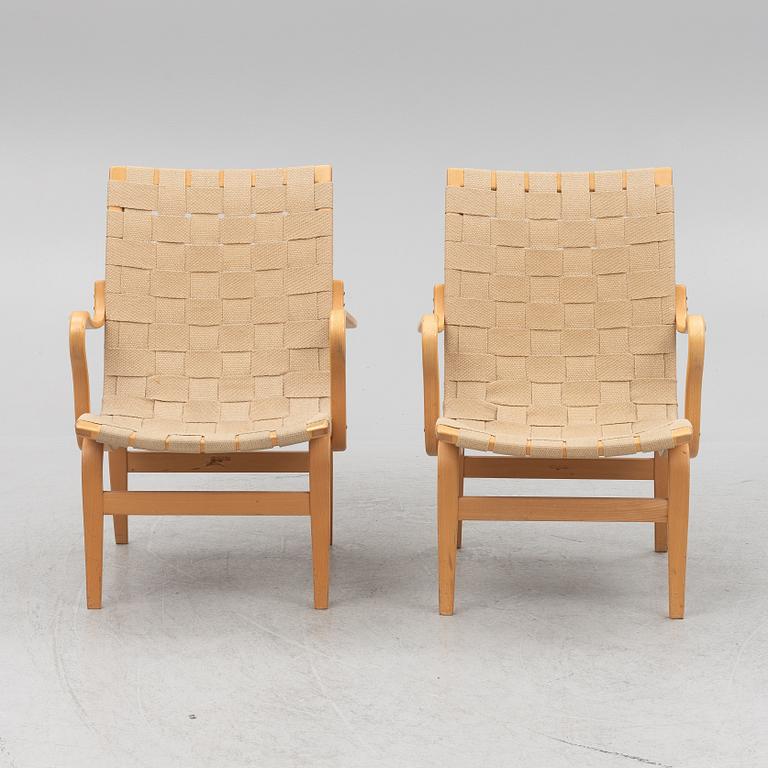 Bruno Mathsson, armchairs, a pair, "Eva", Karl Mathsson Company, dated 1970.