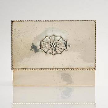 Georg Jensen, cigarrskrin, silver, inredning i trä, Köpenhamn 1918.