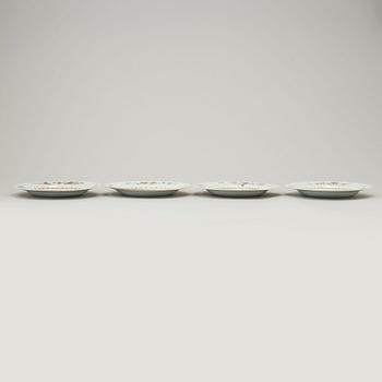 Four famille rose export porcelain plates, Qing dynasty, Qianlong (1736-95).